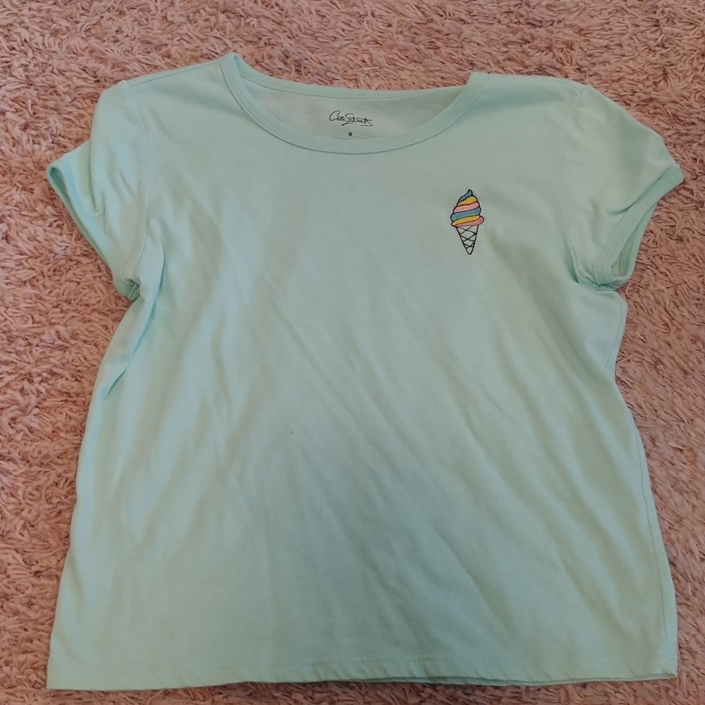 teal cropped top